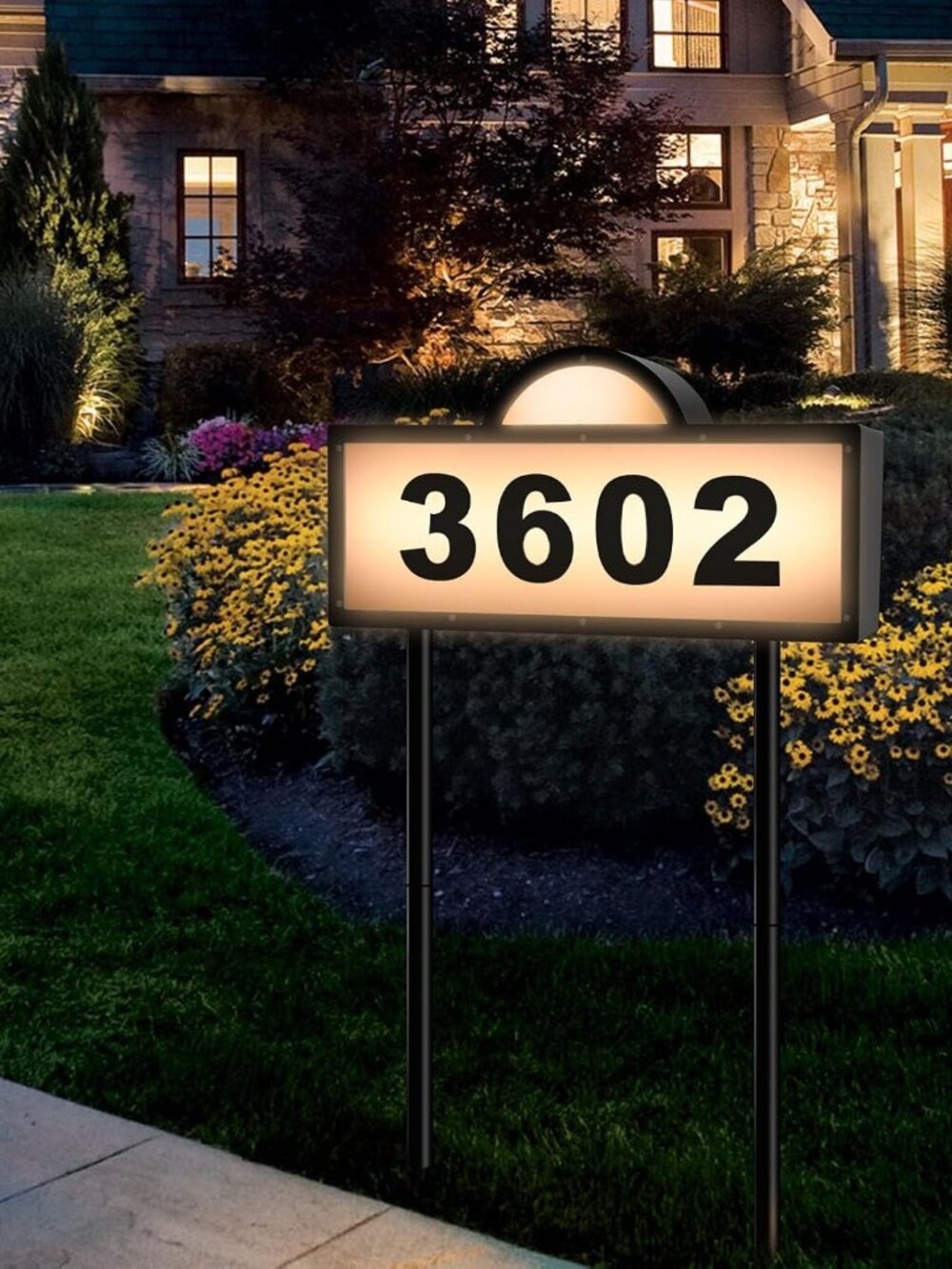 Solar Address Sign with Warm/Cold White, Solar Address Signs for Yard